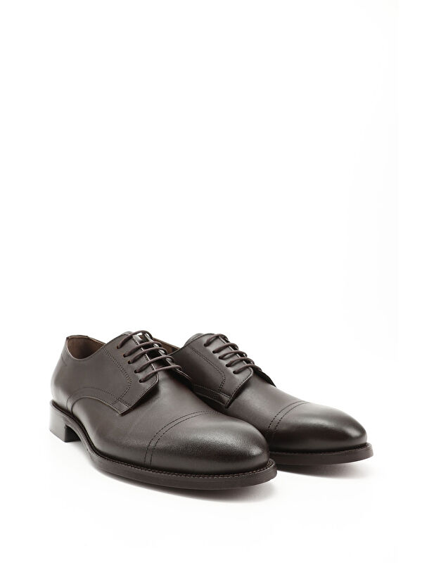Erkek ORTA KAHVERENGİ Bağcıklı Hakiki Deri Klasik Ayakkabı - Görsel 3