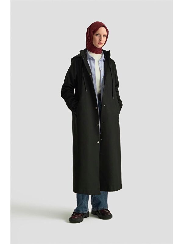 ARMİNE Kapüşonlu Manto 25K8111 Siyah