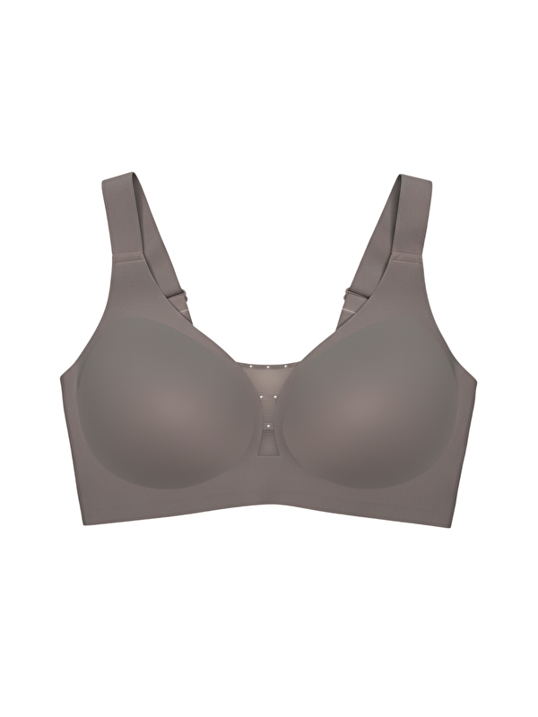 Cottonhill Seamless Bra - Balance | Kahverengi Lazer Kesim Taşlı Dikişsiz Toparlayıcı Büyük Beden Kadın Sütyen