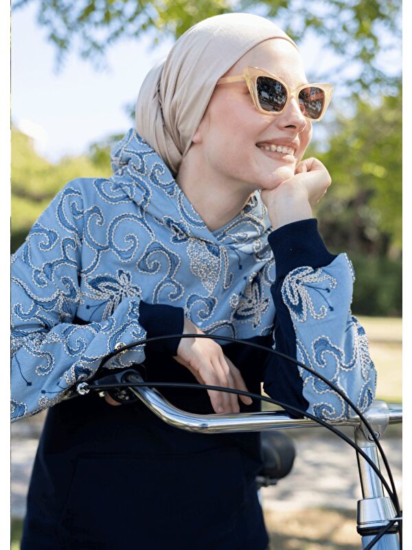 Mayovera Tasarım Mayo Sweatshirt Lacivert Keten
