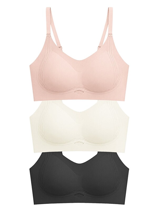 Cottonhill Seamless Bra - Elaris |Lazer Kesim Balensiz Dekolteli Şerit Detay Dikişsiz Kadın Sütyen 3'Lü Paket-2