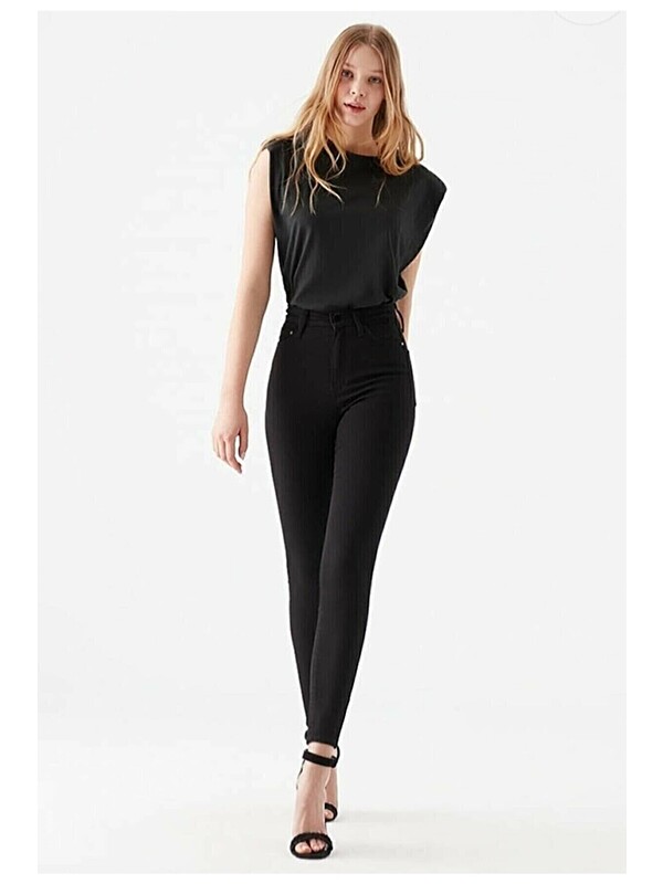 Jane's Elastanlı Yüksek Bel Efsane Jean Pantolon Antrasit Renk 92cm