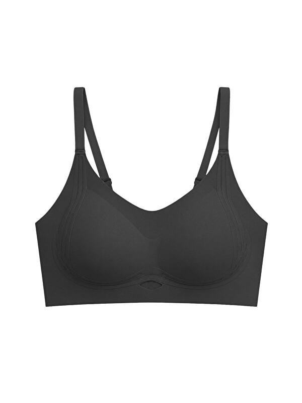 Cottonhill Seamless Bra - Elaris | Siyah Lazer Kesim Balensiz Dekolteli Şerit Detay Dikişsiz Kadın Sütyen