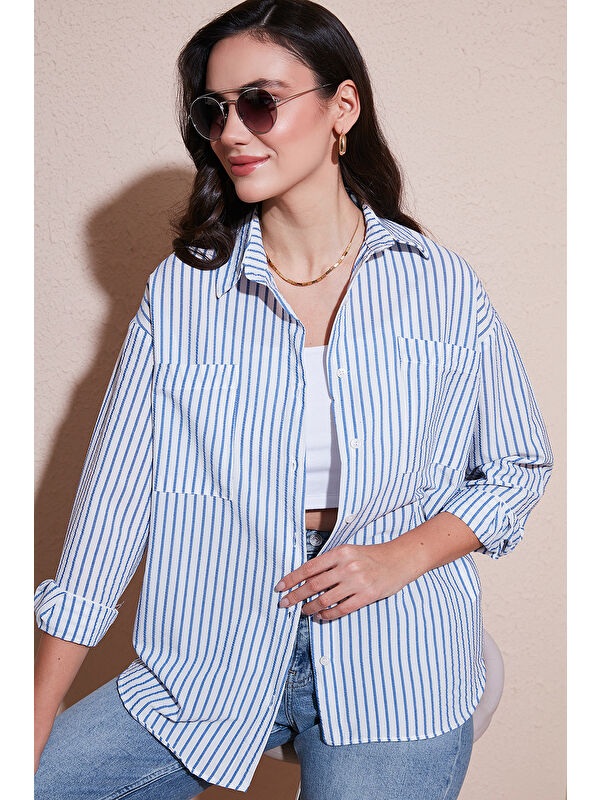 Lela Regular Fit Uzun Kollu Çizgili Gömlek 6772875