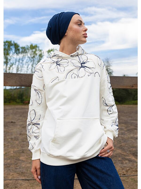 Mayovera Tasarım Mayo Sweatshirt Ekru Keten