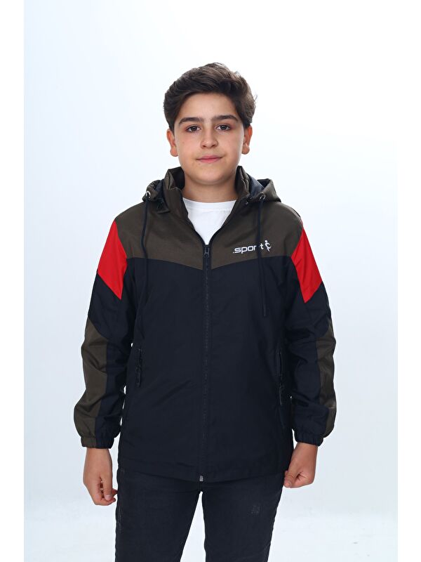Toontoykids Erkek Çocuk Sport Baskılı Kapüşonlu Yağmurluk