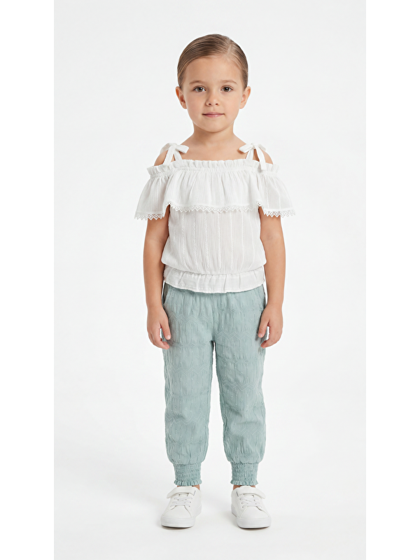 Mışıl Kids Düşük Kol Askılı Şalvarlı Kız Çocuk Alt Üst Takım