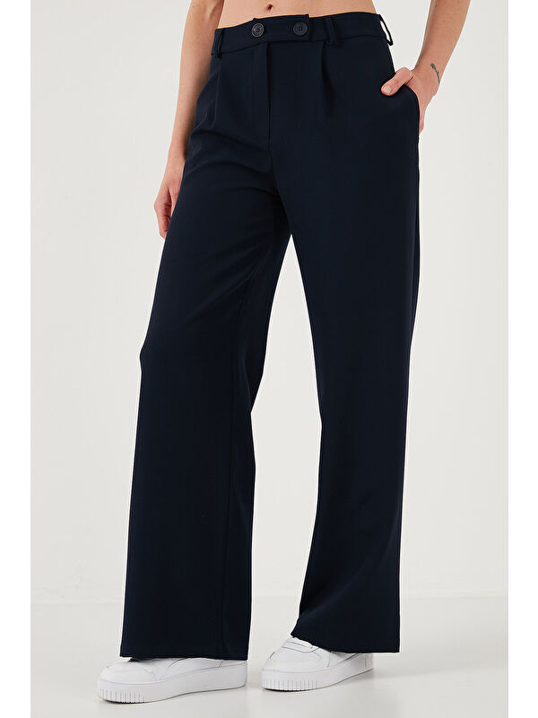 Lela Standart Fit Yüksek Bel Bol Paça Pantolon 6522280