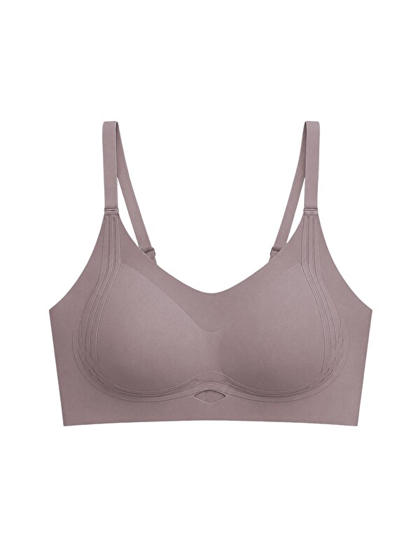 Cottonhill Seamless Bra - Elaris | Kahverengi Lazer Kesim Balensiz Dekolteli Şerit Detay Dikişsiz Kadın Sütyen