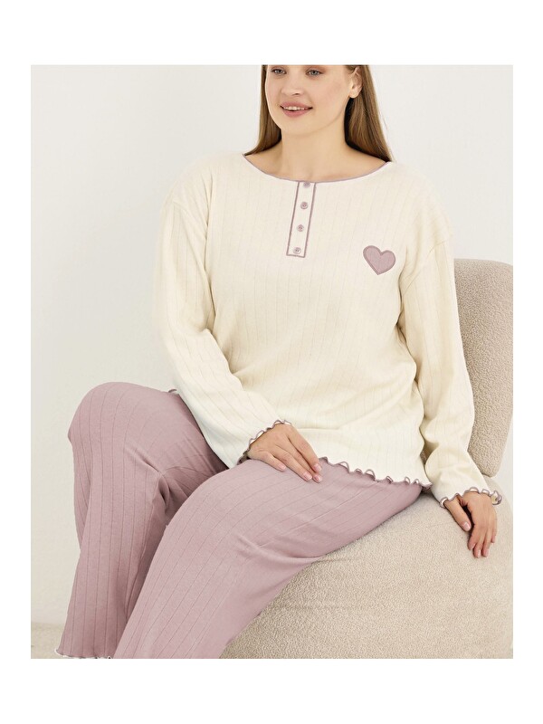 Siyah İnci Beden Örme İnterlok Pijama Takım25228002