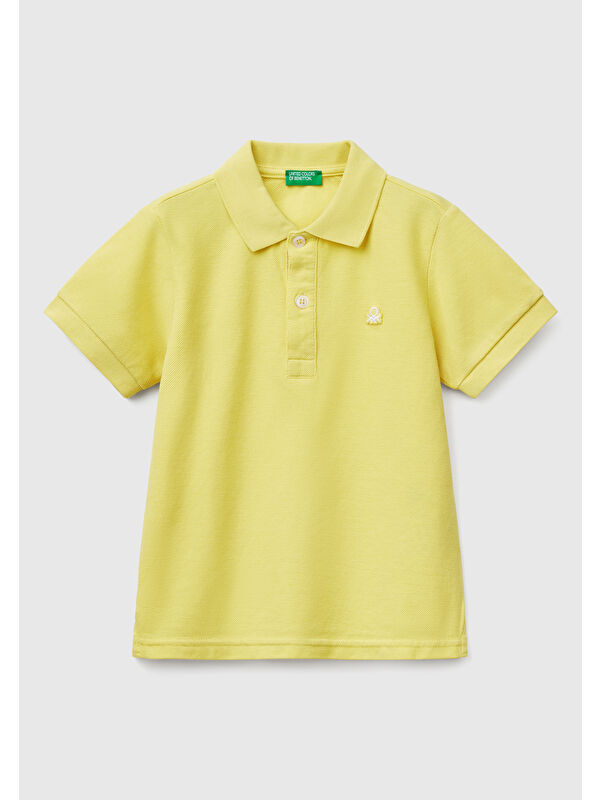 United Colors Of Benetton Erkek Çocuk Sarı Logolu Pike Polo Tişört