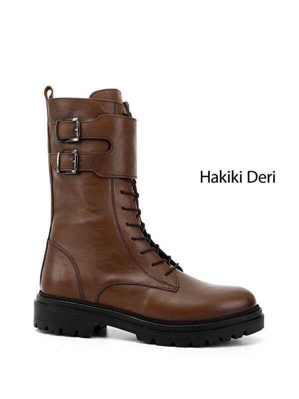 Kadın TABA Fermuarlı Hakiki Deri Postal Bot - Görsel 2