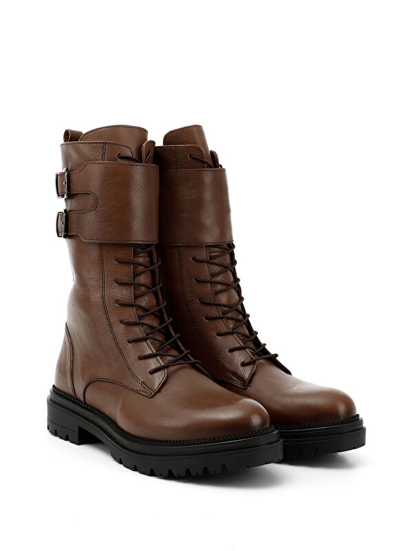 Kadın TABA Fermuarlı Hakiki Deri Postal Bot - Görsel 3