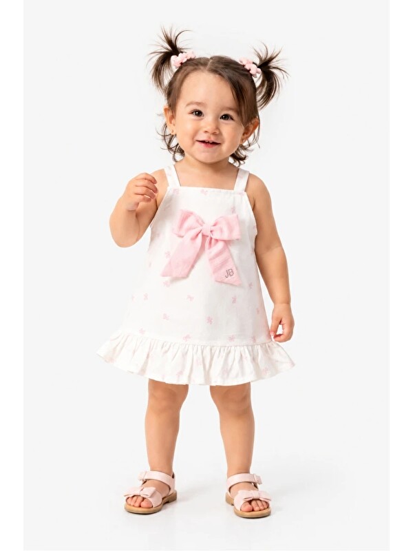 Jikko Baby Fiyonk Detaylı Askılı Yazlık Kız Bebek Elbise 3730