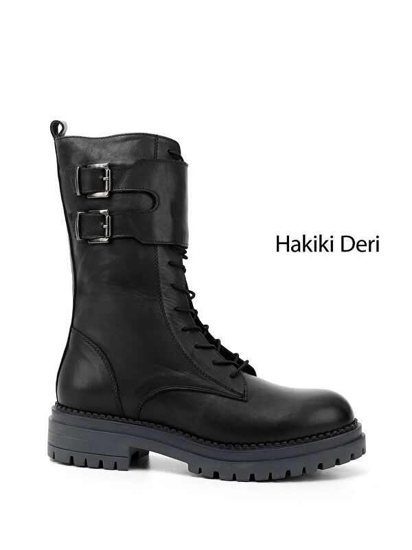 Kadın GRİ Fermuarlı Hakiki Deri Postal Bot - Görsel 2