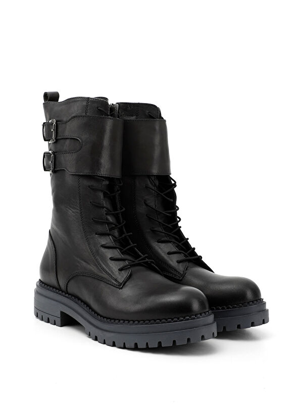 Kadın GRİ Fermuarlı Hakiki Deri Postal Bot - Görsel 3