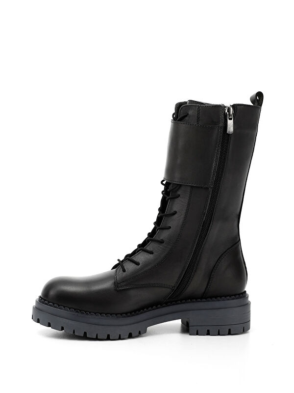 Kadın GRİ Fermuarlı Hakiki Deri Postal Bot - Görsel 4