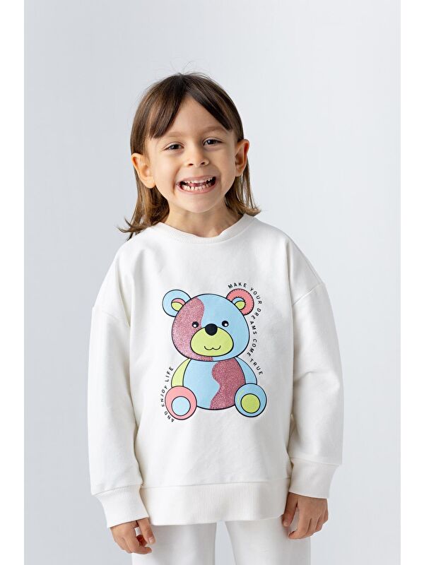 ZEYLAND Kız Çocuk Ayı Desenli Sim Baskılı Sweatshirt