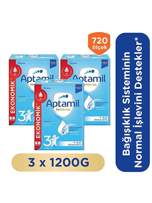 Aptamil 3 Prebiyotikli Devam Sütü 1200 Gr X3 Adet 3600 Gr