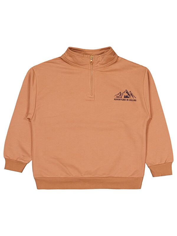 Civil Boys Mountaın Baskılı 6-9 Yaş Sweatshirt - Turuncu 6-7 Yaş