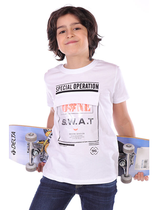 Toontoykids Erkek Çocuk Süs Cepli Special Operation Baskılı Tişört