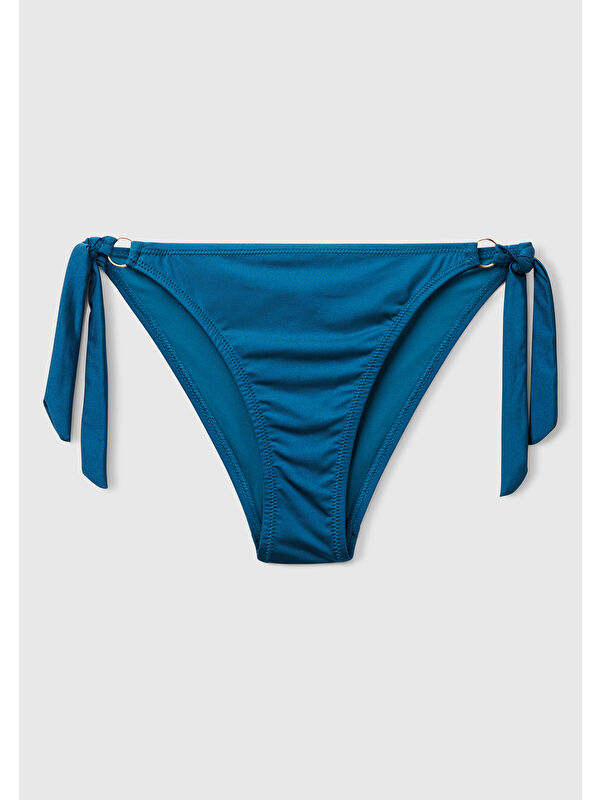 United Colors Of Benetton Kadın Petrol Mavisi Parlak Elastanlı Detaylı Yandan Bağlamalı Brezilya Bikini Altı