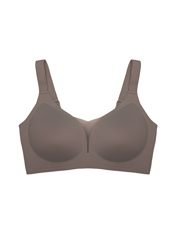 Cottonhill Seamless Bra - Shape | Kahverengi Lazer Kesim Dikişsiz Toparlayıcı Büyük Beden Tüllü Kadın Sütyen