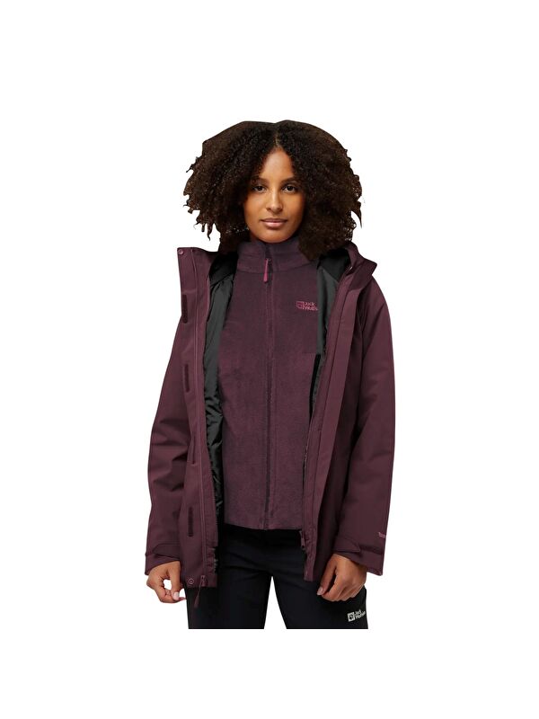 Jack Wolfskin Rotwand 3in1 Kadın Mor Outdoor Ceketi
