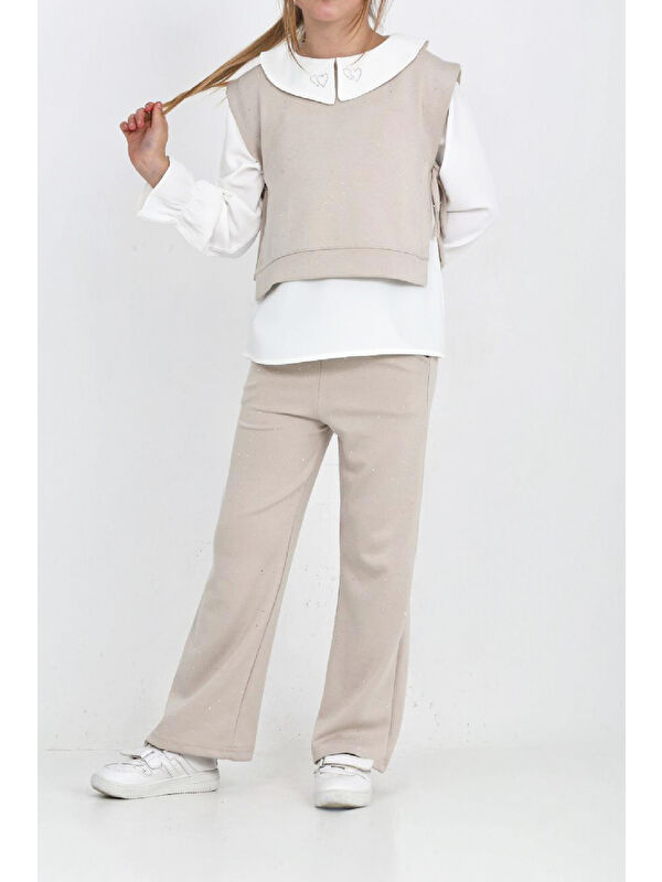 Modanino Kız Çocuk 3'lü Takım (Pantolon+Yelek+Bluz) 12429