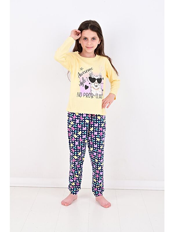 Vitmo Uzun Kollu Kız Çocuk Pijama Takımı No Prob Lama