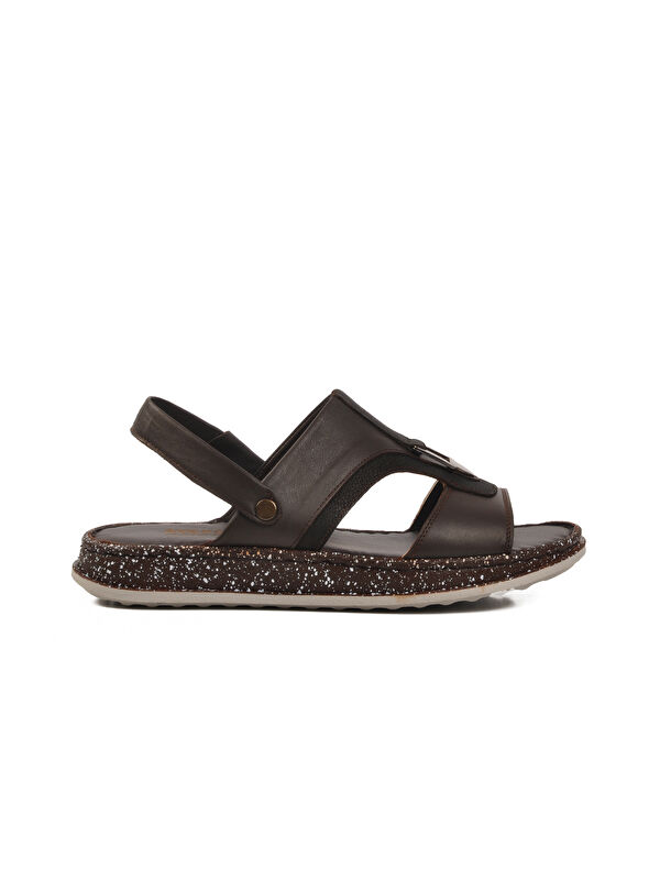 Kahve Hakiki Deri Erkek Sandalet 2050 M - Görsel 2