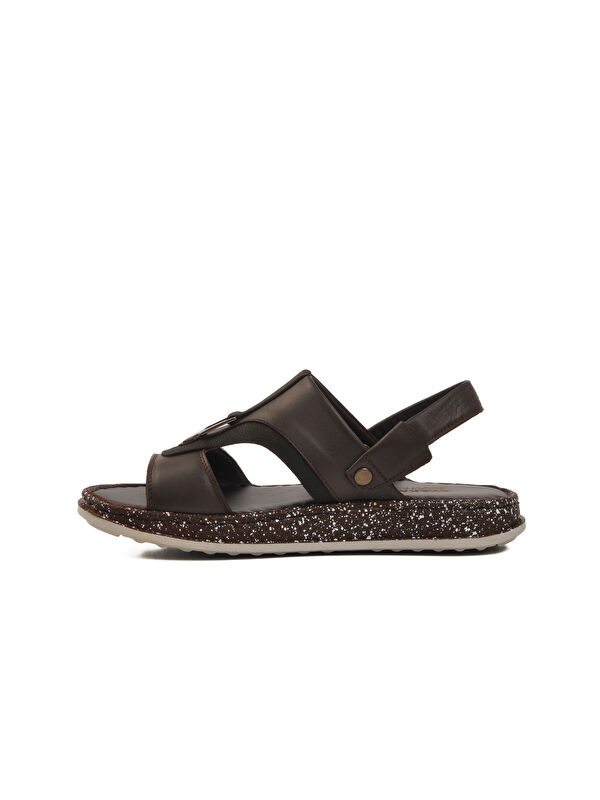 Kahve Hakiki Deri Erkek Sandalet 2050 M - Görsel 3