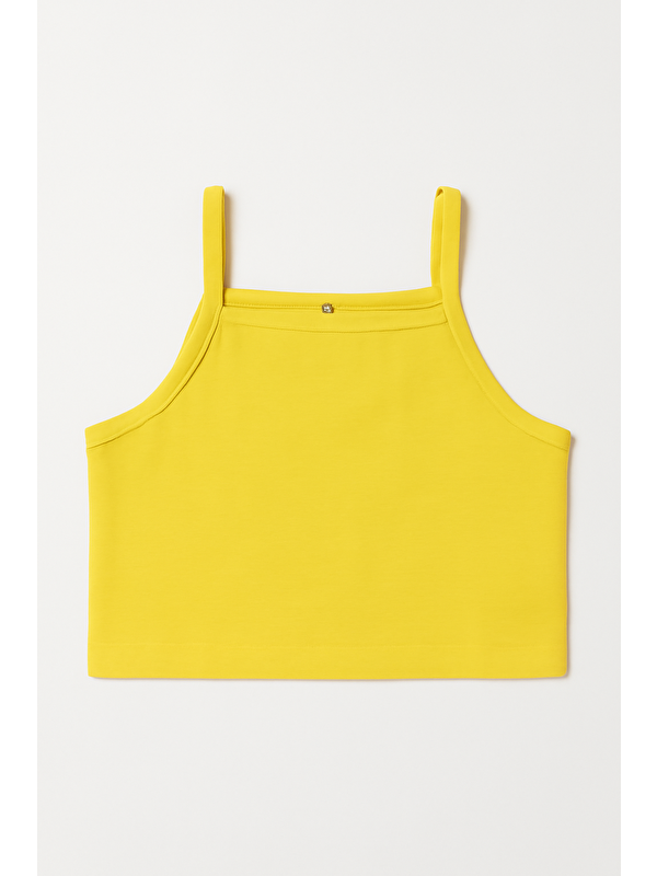 Magu Kız Çocuk Pamuklu Sarı Askılı Crop T-Shirt