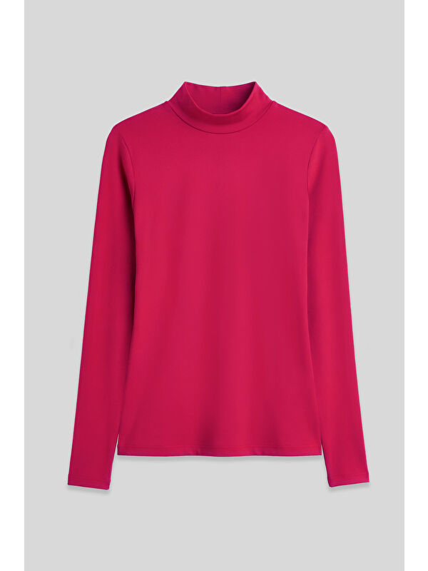 Tommylife Pembe Balıkçı Yaka Basic Uzun Kollu Kadın Body - 97306
