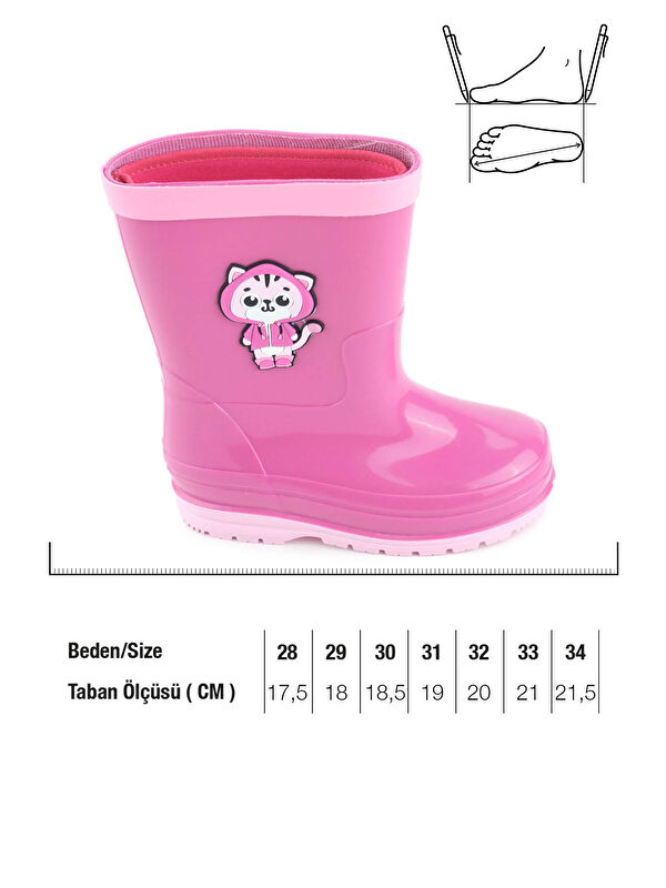 Kız Çocuk Kışlık İçinde Çıkarılabilir Ek Çoraplı Su Geçirmez Yağmur Bot Çizme - Görsel 3