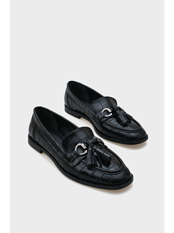 Carolin Metal Tokalı Püsküllü Kadın Loafer Ayakkabı - Görsel 3