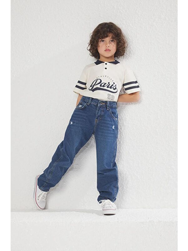 A.S.L GOLF CLUB Mavi Erkek Çocuk Regular Pamuklu Denim Pantolon Jean