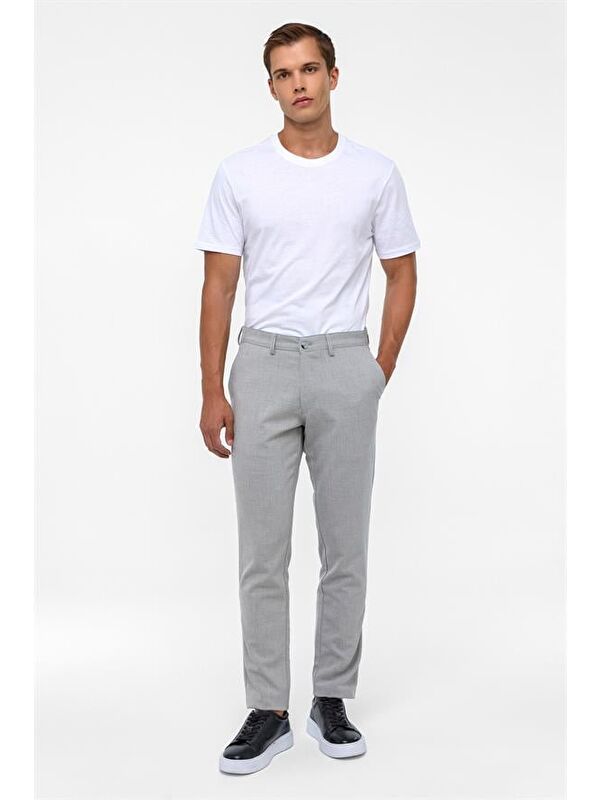 Süvari Gri Slim Desenli Pantolon