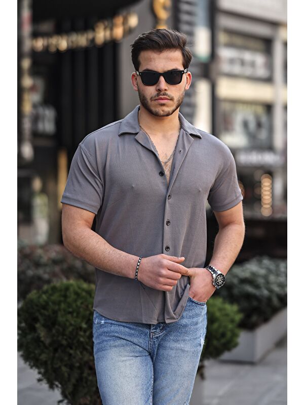 Comstar Erkek Yazlık Elastanlı Slim Fit Gömlek Yaka Kısa Kollu Gömlek
