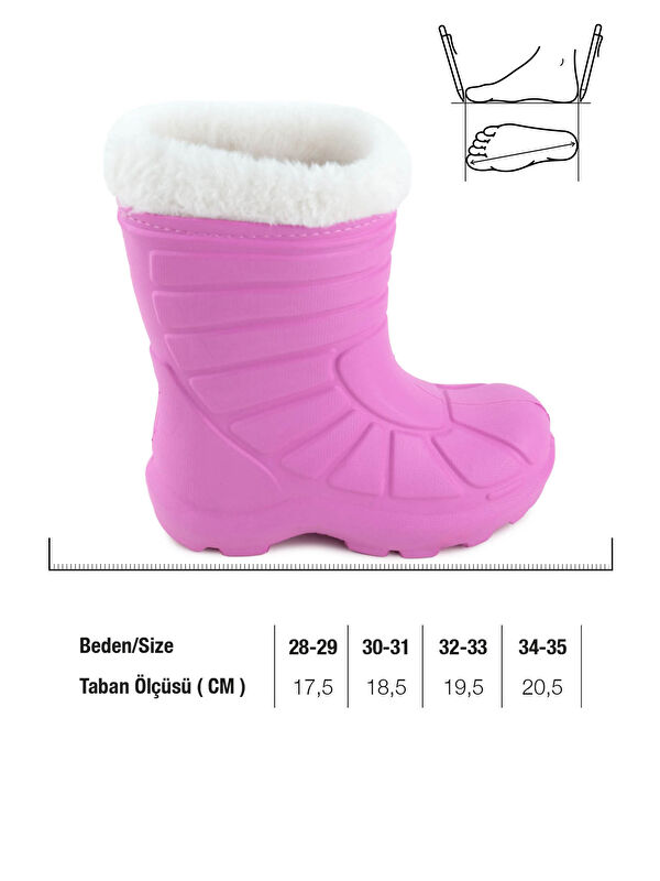 Kız Çocuk Kışlık Boğazdan Pelüşlü İçi Sıcak Astarlı Su Geçirmez Yağmur Kar Bot Çizme - Görsel 3