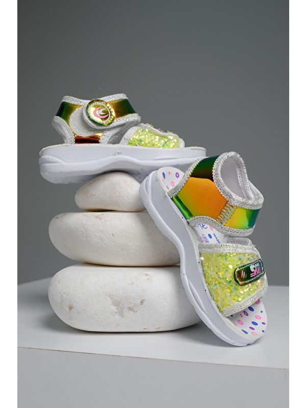 Yum Hologram Desenli Cırtlı Kız Bebek Sandalet - Görsel 3