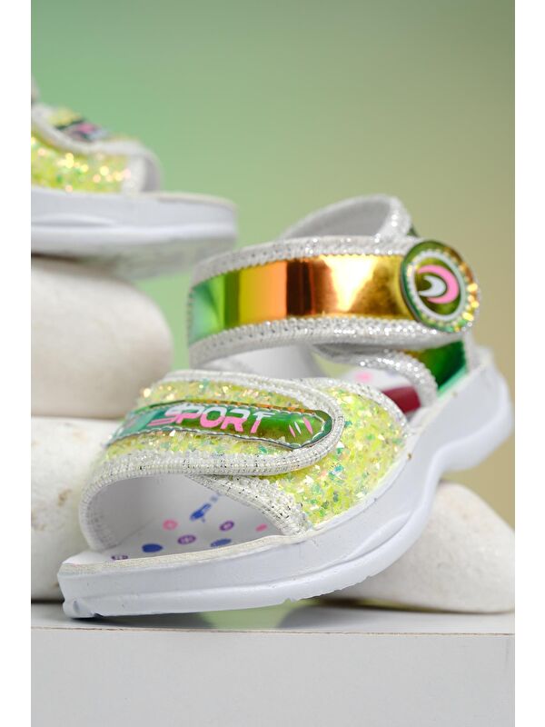 Yum Hologram Desenli Cırtlı Kız Bebek Sandalet - Görsel 8