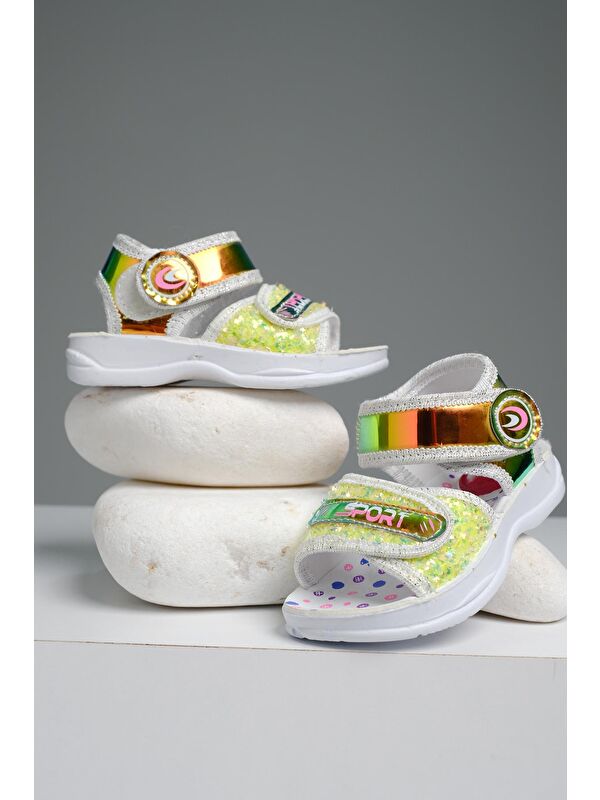 Yum Hologram Desenli Cırtlı Kız Bebek Sandalet - Görsel 9