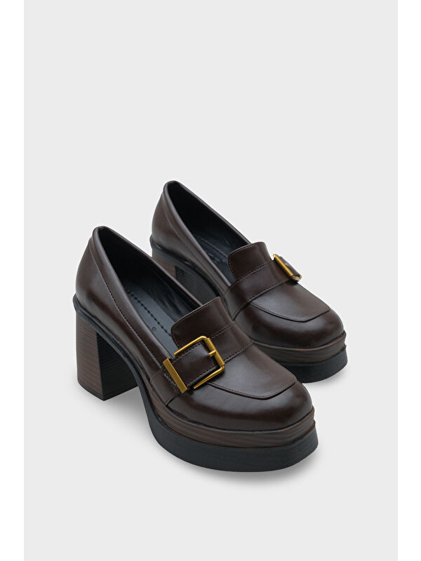 Rowena Yüksek Tabanlı Topuklu Tokalı Loafer Kadın Ayakkabı - Görsel 3