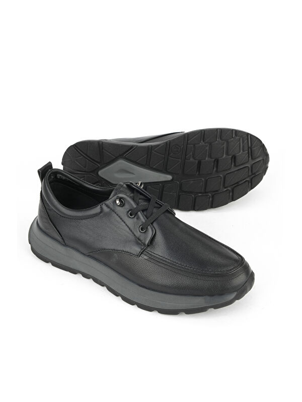 Erkek Hakiki Deri Konfor Ayakkabı 15310Z809 Siyah - Görsel 5