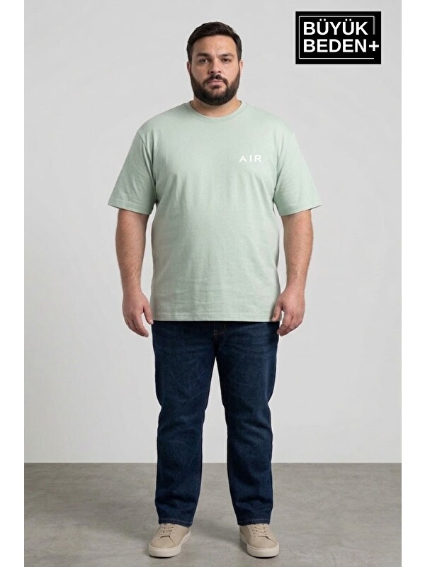 Süperlife Erkek Büyük Beden AR Baskılı 3xl-6xl Bisiklet Yaka Tshırt SPR26BTS510-01