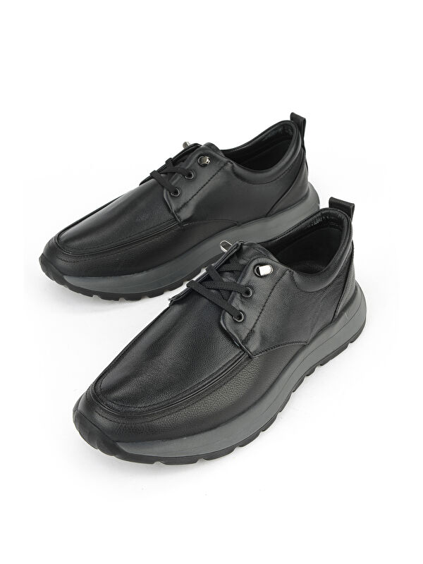Erkek Hakiki Deri Konfor Ayakkabı 15310Z809 Siyah - Görsel 6