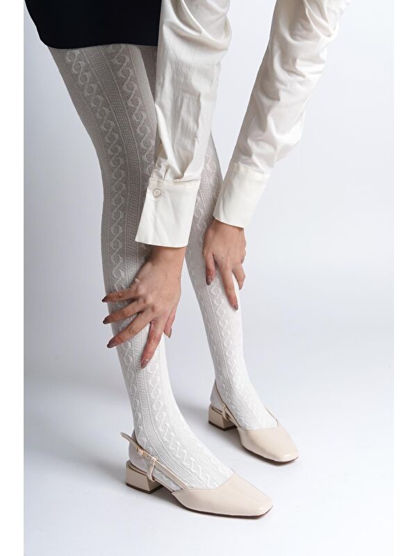 Arkası Açık Küt Burunlu Kalın Topuklu Rugan Kadın Ayakkabı - Görsel 3