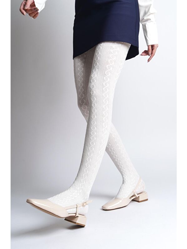 Arkası Açık Küt Burunlu Kalın Topuklu Rugan Kadın Ayakkabı - Görsel 4