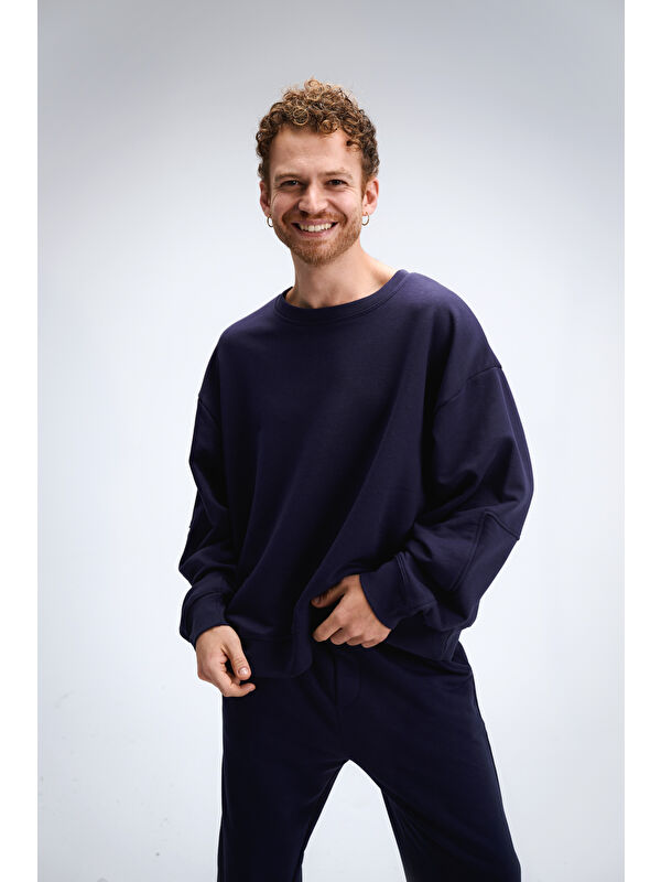 gothamVibes Erkek Timeless Oversize Lacivert Sweatshirt